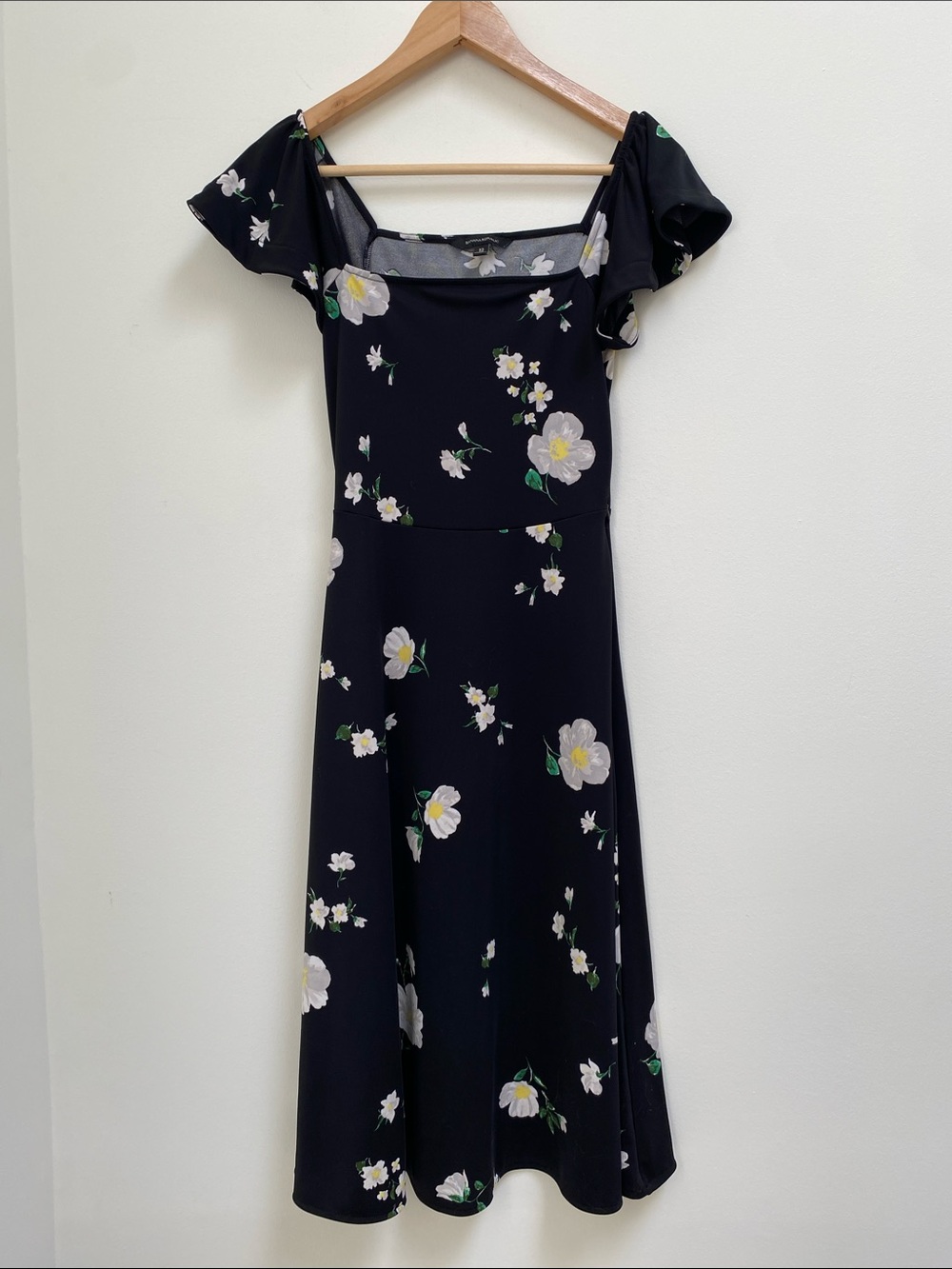 Banana Republic Black Floral Midi Dress
